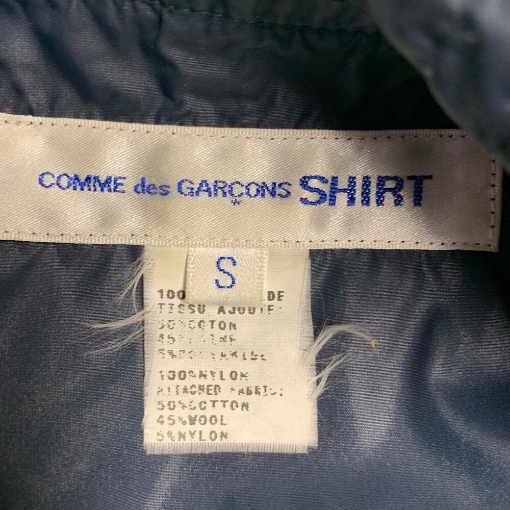 COMME des GARCONS SHIRT Size S Navy Multi Color Hooded Color Block Toggle Coat - Picture 6 of 7